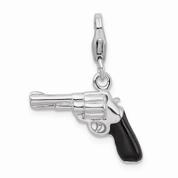 Sterling Silver 3-d Enameled Pistol W/lobster Clasp Charm Sterling Silver 3-d Enameled Pistol W/lobster Clasp Charm